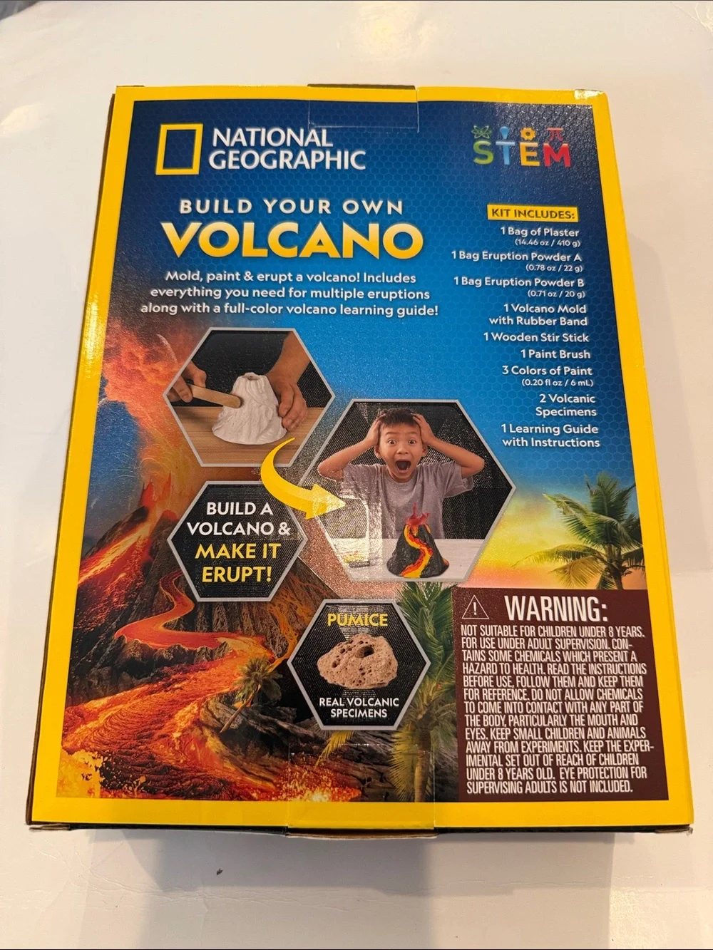 NWT National Geographic Build Your Own Volcano Kit STEM - Yellow, Blue